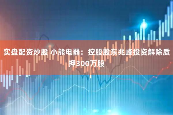 实盘配资炒股 小熊电器：控股股东兆峰投资解除质押300万股